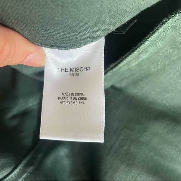 Favorite Daughter "The Mischa" Belize Green Shiny Coated Sheen Wide Leg Pant - Picture 13 of 17